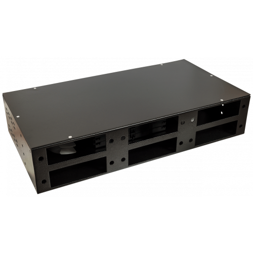 Metal 19" optical enclosure, 2U, for 6 adapter faceplates